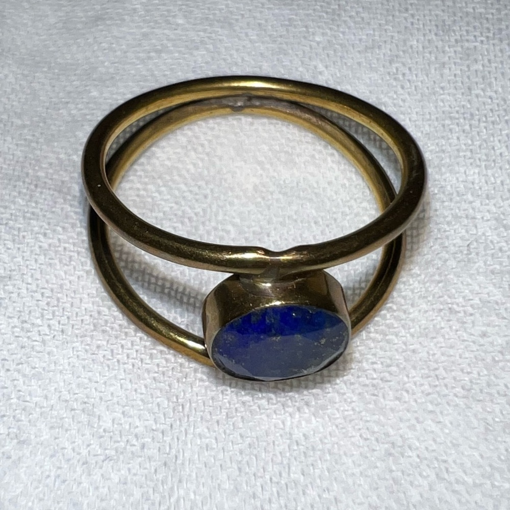 Brass ring with blue stone